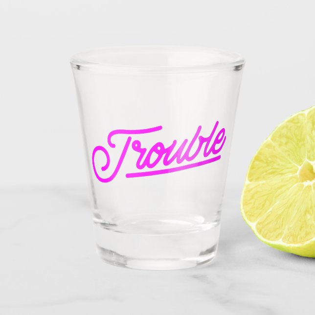 Problema | Copo de Shot de Letra Corrida Neon Rosa (Frente)