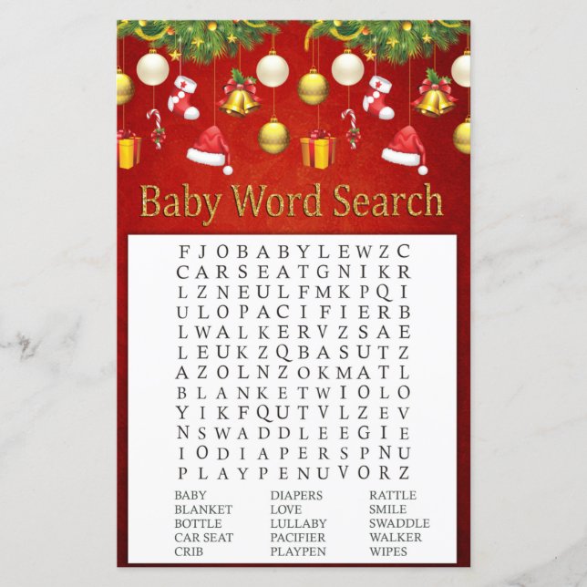 Procura de Palavras para Decoração de Natal Baby S (Frente)