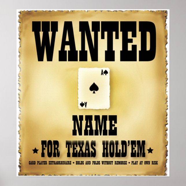 Procurado pelo Poster do Texas Holdem (Frente)