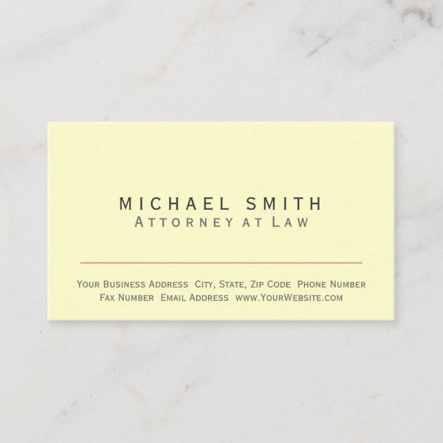 Procurador-Geral - Cartão de visita mínimo amarelo (Frente)