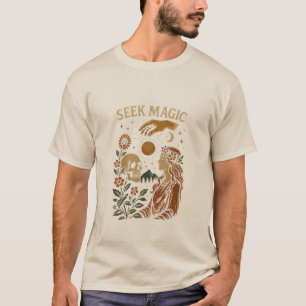 Procure Magia – Camiseta Vintage Mística Crânio &