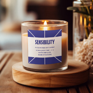 Produto de Vela Azul Branco Etiqueta Quadrada