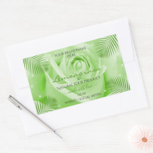 Produto Floral Etiquetas Rosa Verde com Folhas de