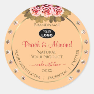 Produto Pêssego Laranja Etiquetas rosa Rosas Rosa