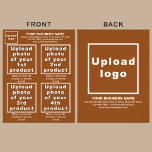 Produtos ou serviços comerciais no Brown Flyer<br><div class="desc">Folheto que você pode personalizar para colocar sua marca comercial, produtos ou serviços e outras informações de sua empresa. Você pode colocar até 4 produtos ou serviços. Personalize-o e dê-o aos seus clientes ou clientes para anunciar o seu nome de marca e promover os seus produtos ou serviços. Material personalizável...</div>