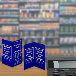 Produtos para empresas em placa azul pequena dobra