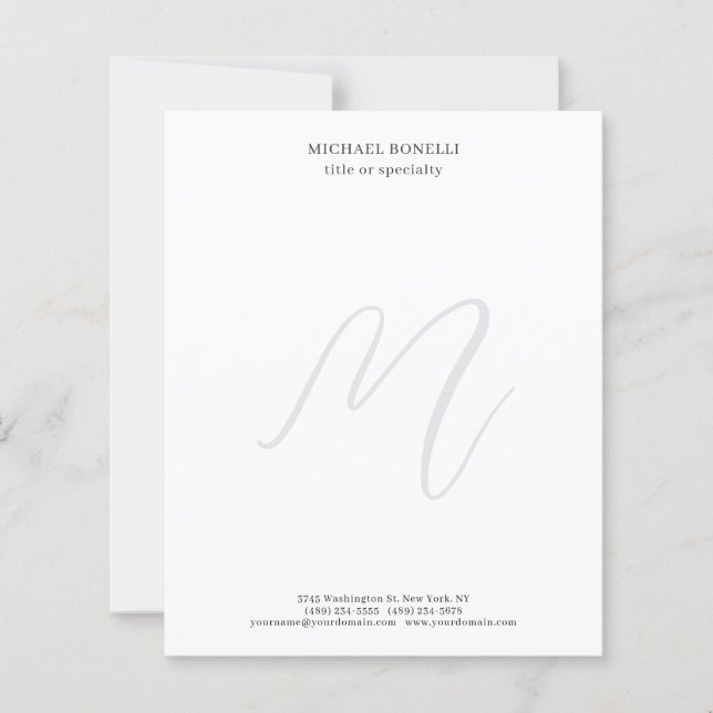 Professional Plain Minimalist Monogrammed Paper (Frente)