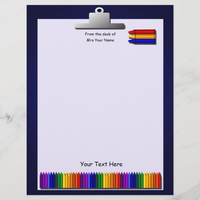 Professor Crayons Letterhead Stationery (Frente)