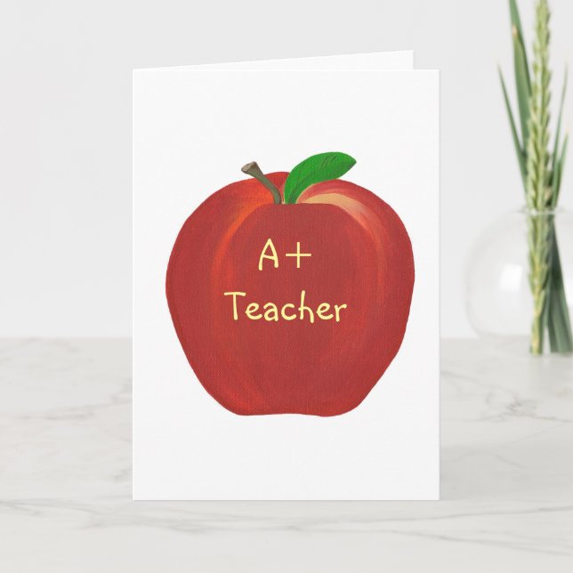 Professor de Apple A+ Vermelha, cartões de saudaçã (Frente)