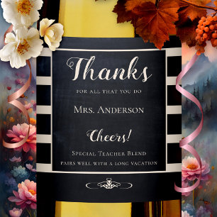 Professor de Chalkboard Obrigado Rótulo de Vinho