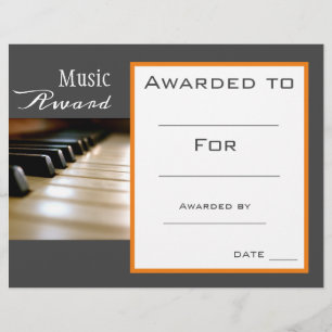 Professor de música com certificado de prêmio de