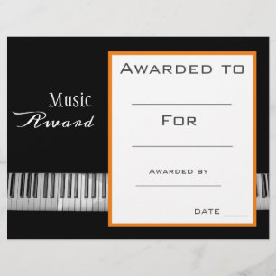 Professor de música com certificado de prêmio de