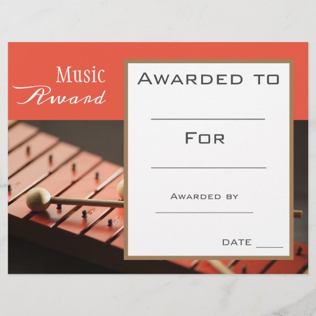 Professor de música com certificado de prêmio Perc (Frente)