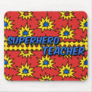 Professor de Super Herói Vermelho Glitter Mousepad