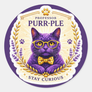 Professor Purr-Ple™ – Adesivo Fique Curioso