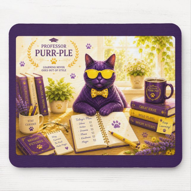 Professor Purr-Ple™ Mouse Pad (Frente)