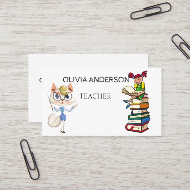 Professora | Cartões de visitas brancas do tutor (Frente/Verso In Situ)