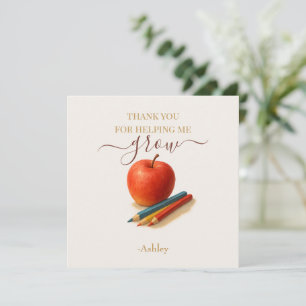 Professora De Maçã De Aquarela - Obrigado Cartões