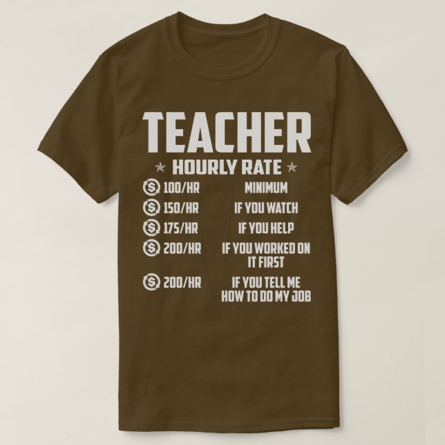 Professora De Taxa Horária De T-Shirts De Professo (Frente do Design)