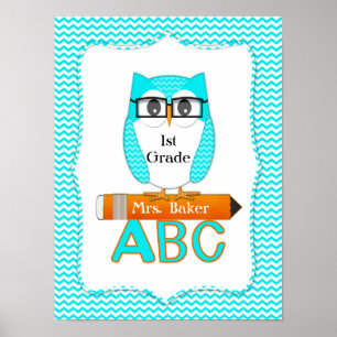 Professora Owl Chevron Poster