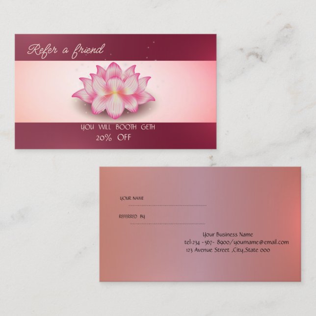Proffesional Elegant Lotus Referral Card (Frente/Verso)
