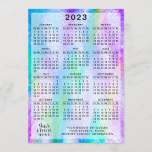 2023 Calendário - Holográfico Iridescente Colorido