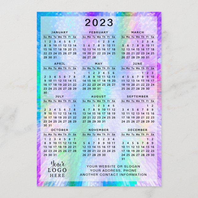 Programa 2023 Calendário - Holográfico Iridescente Colorido (Frente)