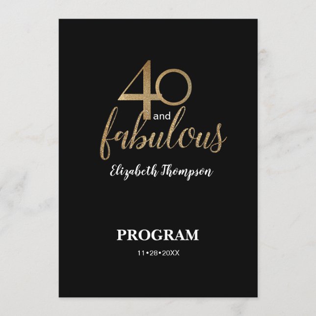 Programa 40 e fabuloso Aniversário de 40 anos Dourado Brilh (Frente)