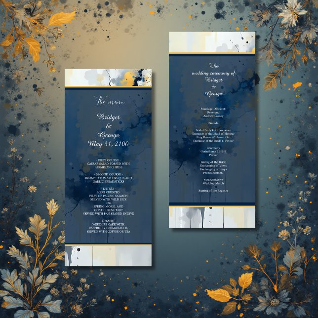 Programa Abstrato Azul e Dourado casamento do Trabalho de a (Criador carregado)