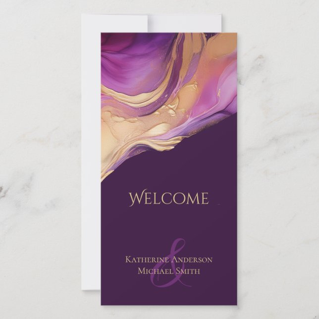 Programa Abstrato de Casamento Dourado e Roxo Mode (Frente)