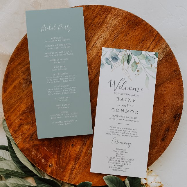 Programa Airy Greenery e Dourado Leaf Weding Program (Criador carregado)