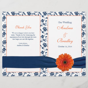 Programa alaranjado do casamento tema damasco do