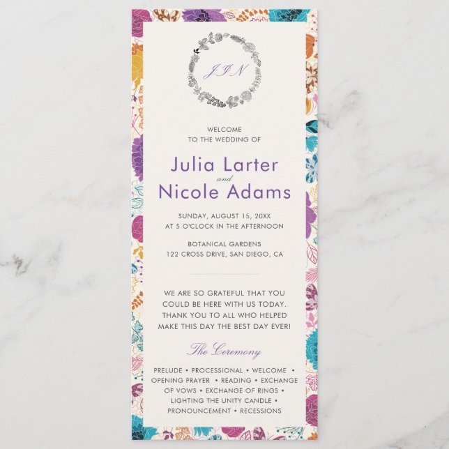 Programa Amor em Flor Romance Floral Rosa Roxo Casamento (Frente)