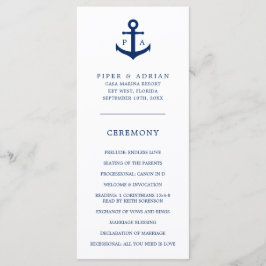 Programa Âncora Monograma Azul Marinho Casamento Náutico