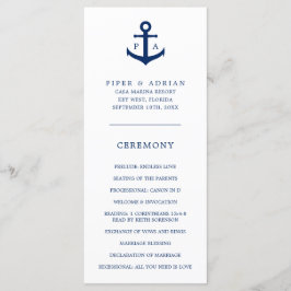 Programa Âncora Monograma Azul Marinho Casamento Náutico