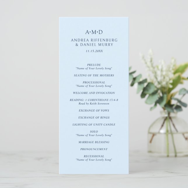 Programa Andrea Azul Céu Casamento Elegante (Em pé/Frente)