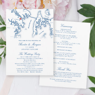 Programa Annapolis Maryland Elegant Wedding Program