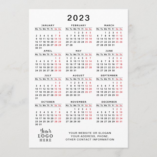 Programa Ano de Cheio do Calendário 2023 - Branco Vermelho  (Frente)