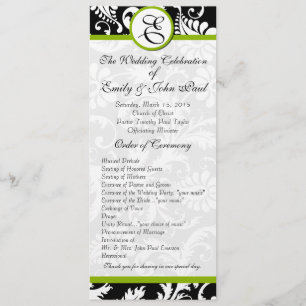 Programa Apple Green Trim Damask Swirls Weding Program