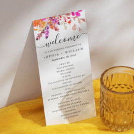 Programa Aquarela rosa laranja outono floral script casamen