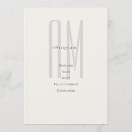 Programa Architectural Monogram Wedding Program Card