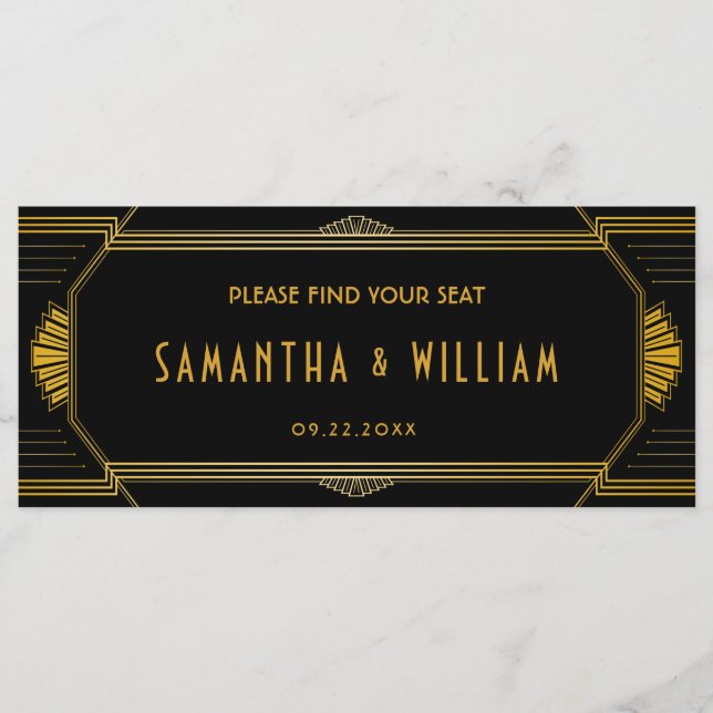 Programa Art Deco Gatsby Gráfico de Casamento (Frente)