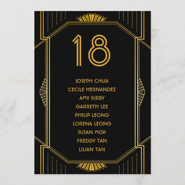 Programa Art Deco Gatsby Modern Wedn Seating Chart (Frente)