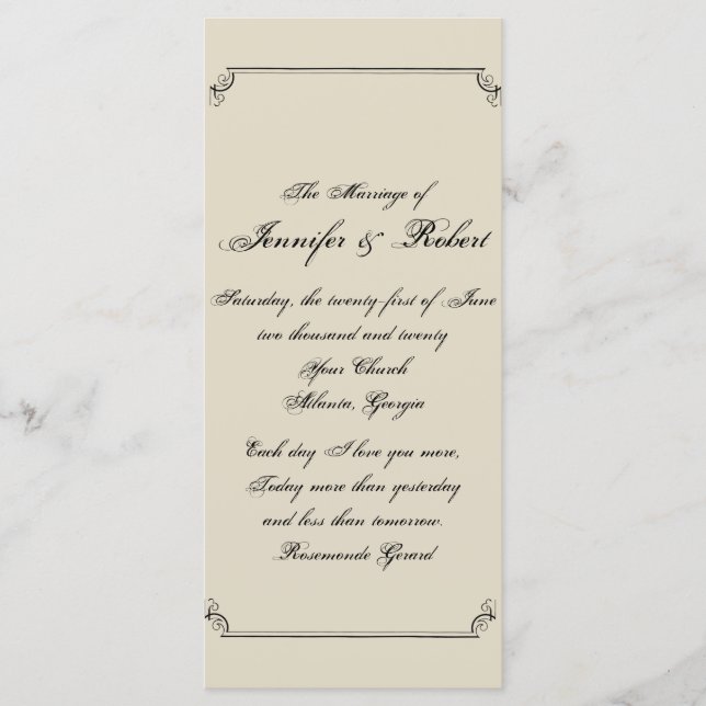 Programa Art Nouveau Posh Wedh Program (Frente)