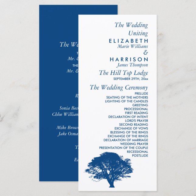 Programa Árvore de Carvalho Azul, Casamento Russo e Minimal (Frente/Verso)