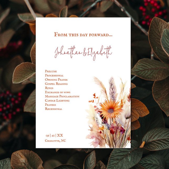 Programa Autumn Boho Floral Wedding | Branco (Autumn Boho Floral White Wedding Program)