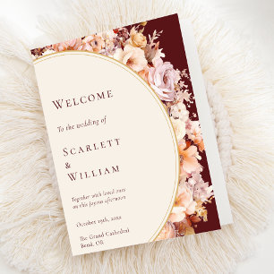 Programa Autumn Floral Burgundy Cream Wedding