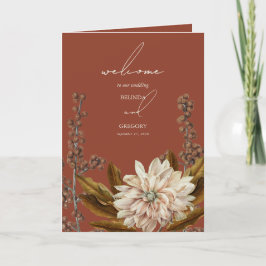 Programa Autumn Floral Terracotta Watercolor Casamento outo