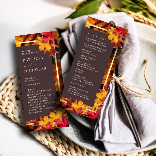 Programa Autumn Woody Brown & Elegant Ouro Casamento (Criador carregado)