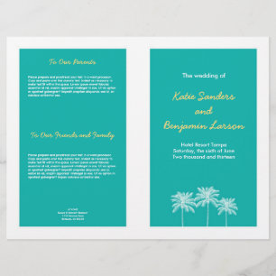 Programa azul do casamento do verão das palmeiras